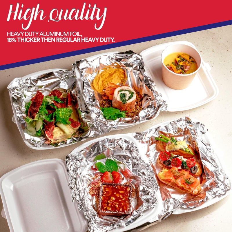 Foilman Thick & Heavy Duty Aluminum Foil Roll with Sturdy Corrugated Cutter Box, Food Safe Cling Wrap for Cooking, Baking, Roasting, Grilling, Freezer Storage - Durable Kitchen Use - 12 in x 300 sq ft - Image 2